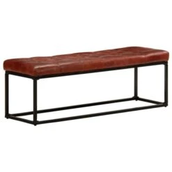 Banc 122 Cm Marron Foncé Cuir Véritable