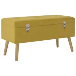 Banc Avec Compartiment De Rangement 80cm Jaune Moutarde Velours