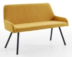 Banc Avec Dossier Scandinave Tissu Jaune Et Pieds Noirs Morane