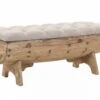 Banc Avec Rangement En Forme De Tonneau Bois De Sapin Et Tissu Crème Vinto