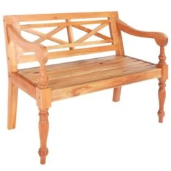 Banc Bois Acajou Massif Clair Gardene 98 Cm