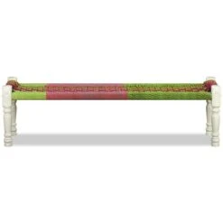 Banc Bois D'acacia Massif Avec Tissu Chindi Multicolore -Chaise Soldes Magasin banc bois d acacia massif avec tissu chindi multicolore 8718475531203 605776