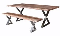 Banc Bois Massif Et Pieds En Croix Acier Chromé Kiwa 160 Cm -Chaise Soldes Magasin banc bois massif et pieds en croix acier chrome kiwa 160 cm 3248119752428 1297125