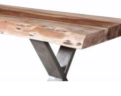 Banc Bois Massif Et Pieds En Croix Acier Chromé Kiwa 160 Cm -Chaise Soldes Magasin banc bois massif et pieds en croix acier chrome kiwa 160 cm 3248119752428 576096