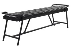 Banc Capitonné Similicuir Noir Et Pieds Métal Noir Manawa 160 Cm
