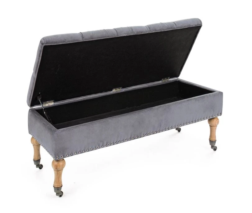 Banc Coffre En Bois De Pin Gris Avec Roues Arlo L 110 Cm 5 Banc Coffre En Bois De Pin Gris Avec Roues Arlo L 110 Cm – Image 5