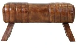 Banc De Lit Cuir Marron Pieds Bois Massif Foncé Lazar