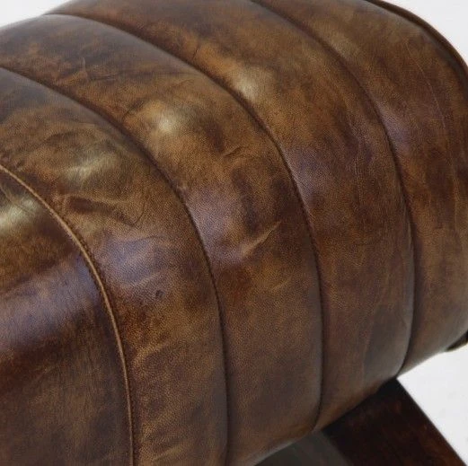 Banc De Lit Cuir Marron Pieds Bois Massif Foncé Lazar 3 Banc De Lit Cuir Marron Pieds Bois Massif Foncé Lazar – Image 3