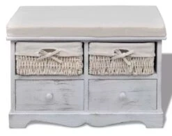 Banc De Rangement 2 Tiroirs Et 2 Paniers Bois Massif Clair Poupa