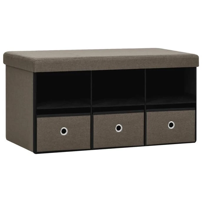Banc De Rangement Pliable Marron 76x38x38 Cm Faux Lin 1 Banc De Rangement Pliable Marron 76x38x38 Cm Faux Lin