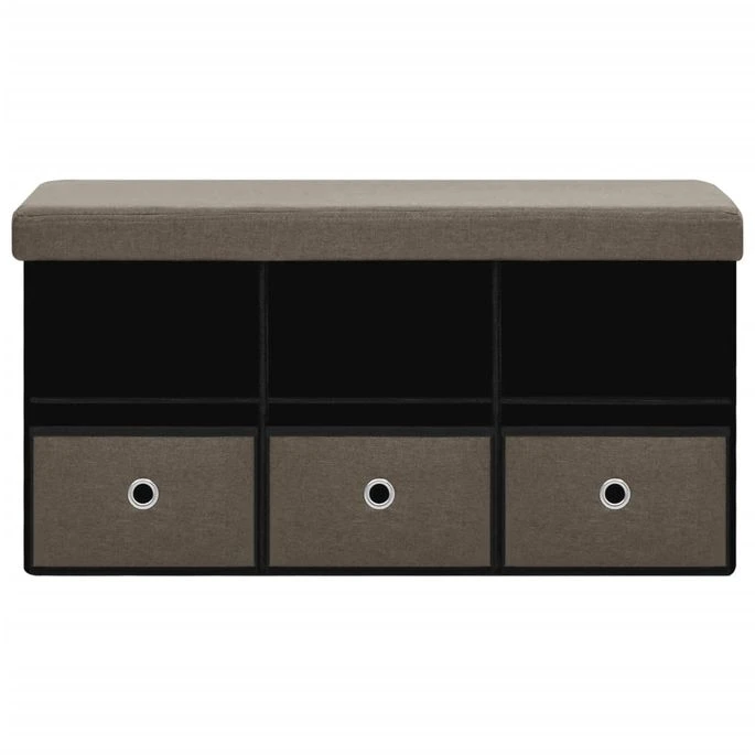 Banc De Rangement Pliable Marron 76x38x38 Cm Faux Lin 2 Banc De Rangement Pliable Marron 76x38x38 Cm Faux Lin – Image 2