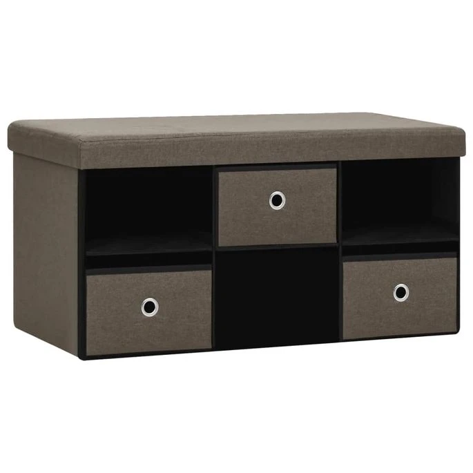 Banc De Rangement Pliable Marron 76x38x38 Cm Faux Lin 4 Banc De Rangement Pliable Marron 76x38x38 Cm Faux Lin – Image 4