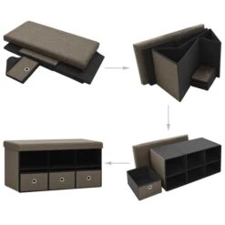 Banc De Rangement Pliable Marron 76x38x38 Cm Faux Lin 16 Banc De Rangement Pliable Marron 76x38x38 Cm Faux Lin -Chaise Soldes Magasin banc de rangement pliable marron 76x38x38 cm faux lin 3666722113502 1382100