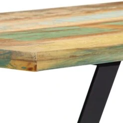 Banc Industriel Bois Massif Multicolore Et Pieds Acier Laqué Noir Borik 160 Cm -Chaise Soldes Magasin banc industriel bois massif multicolore et pieds acier laque noir borik 160 cm 3666722562126 379571