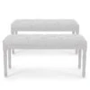 Banquette Capitonnée Bois Patiné Et Simili Blanc Capitonné Kosta - Lot De 2