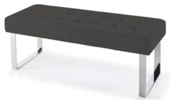 Banquette Capitonnée Simili Cuir Gris Foncé Et Pieds Acier Inoxydable Dez 120 Cm