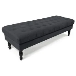 Banquette Capitonnée Velours Noir Bluddy