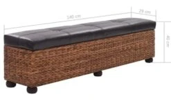 Banquette Coffre Capitonnée Jacinthe D'eau Marron Assise Similicuir Noir Et Pieds Bois Massif Foncé Kiva -Chaise Soldes Magasin banquette coffre capitonnee jacinthe d eau marron assise similicuir noir et pieds bois massif fonce kiva 3666722582445 254165