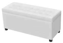 Banquette Coffre Capitonnée Similicuir Blanc Mouby 87 Cm