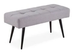 Banquette Tissu Gris Clair Et Pieds Bois Massif Noir Venyl 90 Cm