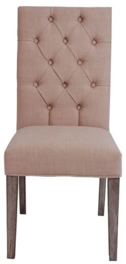 Chaise à Manger Pin Massif Foncé Et Tissu Beige Isabelle