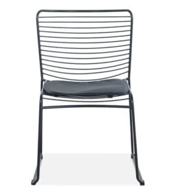 Chaise Acier Noir Et Assise Avec Un Coussin En Cuir Noir Indy -Chaise Soldes Magasin chaise acier noir mara 412900