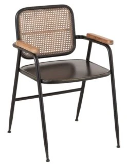 Chaise Avec Accoudoirs Métal Noir Jasmine L 51 Cm