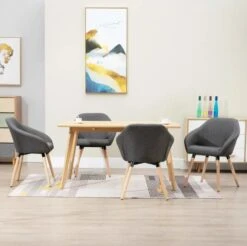 Chaise Avec Accoudoirs Tissu Gris Foncé Et Pieds Bois Clair Packie - Lot De 4 -Chaise Soldes Magasin chaise avec accoudoirs tissu gris fonce et pieds bois clair packie lot de 4 3666722565202 363678