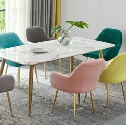 Chaise Avec Accoudoirs Velours Rose Et Métal Doré Lucy -Chaise Soldes Magasin chaise avec accoudoirs velours rose et metal dore skull 3666722542593 415375