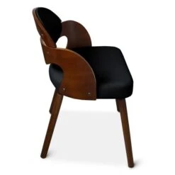 Chaise Bois Noisette Et Simili Noir Sofa - Lot De 2 -Chaise Soldes Magasin chaise bois noisette et simili noir sofa lot de 2 3327480023877 122080