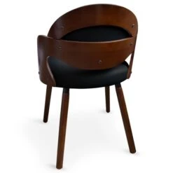 Chaise Bois Noisette Et Simili Noir Sofa - Lot De 2 -Chaise Soldes Magasin chaise bois noisette et simili noir sofa lot de 2 3327480023877 122081