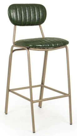Chaise De Bar Acier Vert Et Doré Addy Hauteur D'assise 73 Cm