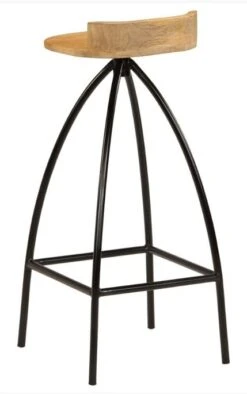 Chaise De Bar Manguier Massif Clair Et Pieds Métal Noir Ive - Lot De 2 -Chaise Soldes Magasin chaise de bar manguier massif clair et pieds metal noir ive lot de 2 3666722575621 330989