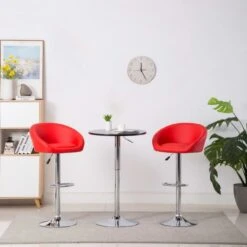Chaise De Bar Simili Cuir Rouge Et Pieds Métal Chromé Fee - Lot De 2 -Chaise Soldes Magasin chaise de bar simili cuir rouge et pieds metal chrome fee lot de 2 8718475618065 330223