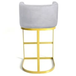 Chaise De Bar Velours Argent Et Pieds Métal Doré Nolan -Chaise Soldes Magasin chaise de bar velours argent et pieds metal dore noellie 3327480052686 407948