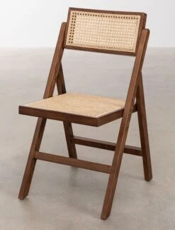 Chaise De Salle à Manger Pliante En Bois De Frêne Foncé Et Osier Dukaz - Lot De 2
