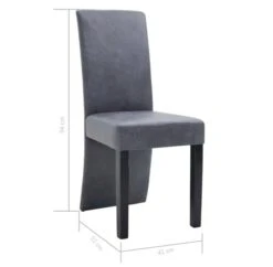 Chaise De Salle à Manger Simili Cuir Daim Gris Et Bois Noir Conor - Lot De 2 -Chaise Soldes Magasin chaise de salle a manger simili cuir daim gris et bois noir conor lot de 2 8719883573908 364460