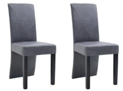 Chaise De Salle à Manger Simili Cuir Daim Gris Et Bois Noir Conor - Lot De 2