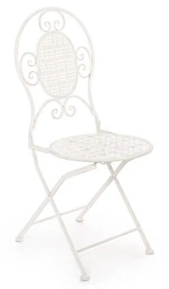 Chaise En Fer Blanc Ivoire Sans Accoudoirs Emily - Lot De 4