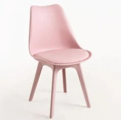 Chaise Moderne Polypropylène Et Coussin D'assise Simili Cuir Rose Arko - Lot De 2