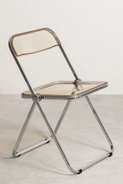 Chaise Pliante Métal Chromé Et Polycarbonate Beige Transparent Pixel