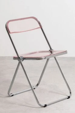 Chaise Pliante Métal Chromé Et Polycarbonate Rose Transparent Pixel