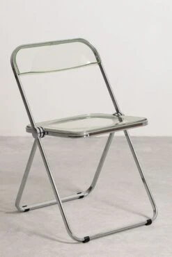 Chaise Pliante Métal Chromé Et Polycarbonate Vert Transparent Pixel