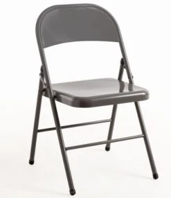 Chaise Pliante Métal Gris Brillant Taly - Lot De 2