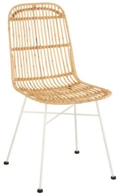 Chaise Rotin Eet Métal Naturel Blanc Ema L 58 Cm