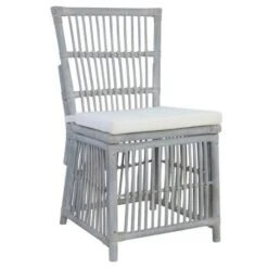 Chaise Rotin Gris Avec Coussin Focca - Lot De 2