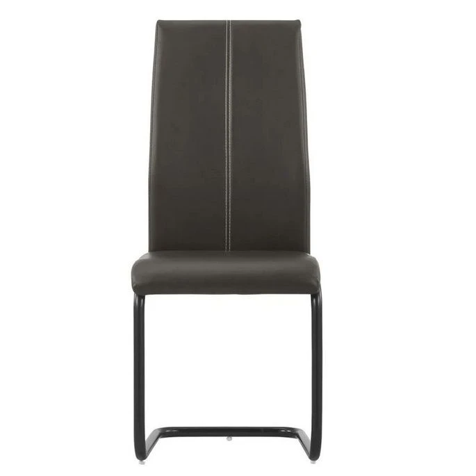 Chaise Simili Cuir Marron Et Pieds Métal Noir Adma - Lot De 4 2 Chaise Simili Cuir Marron Et Pieds Métal Noir Adma - Lot De 4 – Image 2