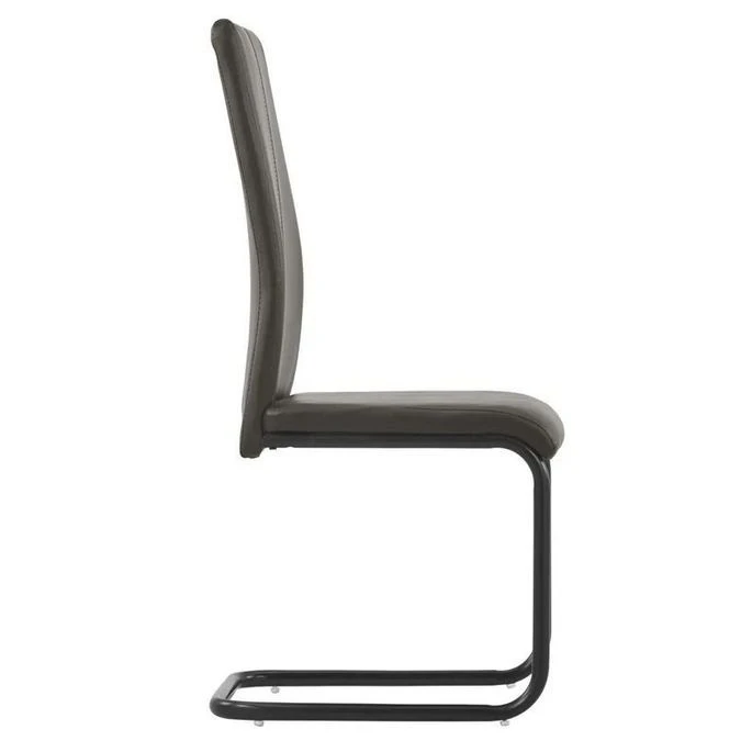 Chaise Simili Cuir Marron Et Pieds Métal Noir Adma - Lot De 4 3 Chaise Simili Cuir Marron Et Pieds Métal Noir Adma - Lot De 4 – Image 3