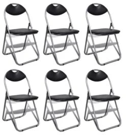 Chaise Simili Cuir Noir Et Pieds Métal Chromé Karel - Lot De 6