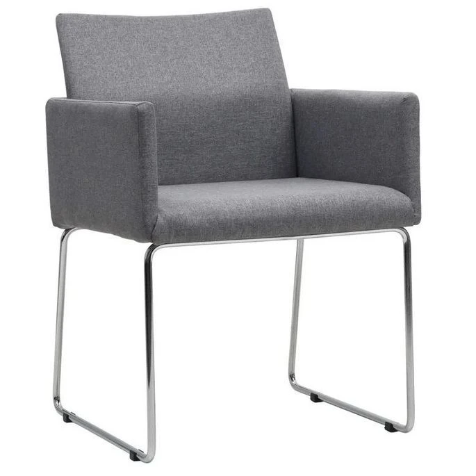 Chaise Tissu Gris Clair Et Pieds Métal Chromé Boo - Lot De 4 1 Chaise Tissu Gris Clair Et Pieds Métal Chromé Boo - Lot De 4